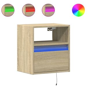 vidaXL sienas naktsskapītis ar LED apgaismojumu, ozola krāsa