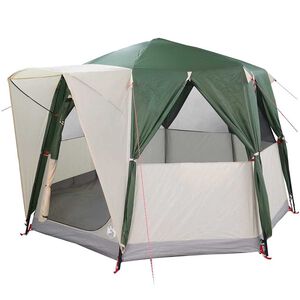 vidaXL Kempinga telts 3 personām Zaļ&scaron; un balts 320 x 320 x 203 cm