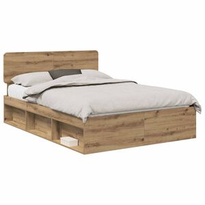 vidaXL Gultas rāmis Artisan Ozols 150 x 200 cm Ciets priedes koks