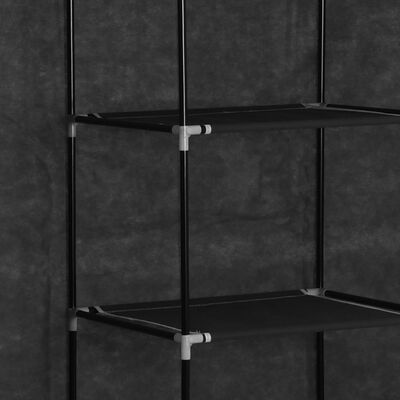 vidaXL auduma skapis ar nodalījumiem un stieņiem, melns, 150x45x175 cm