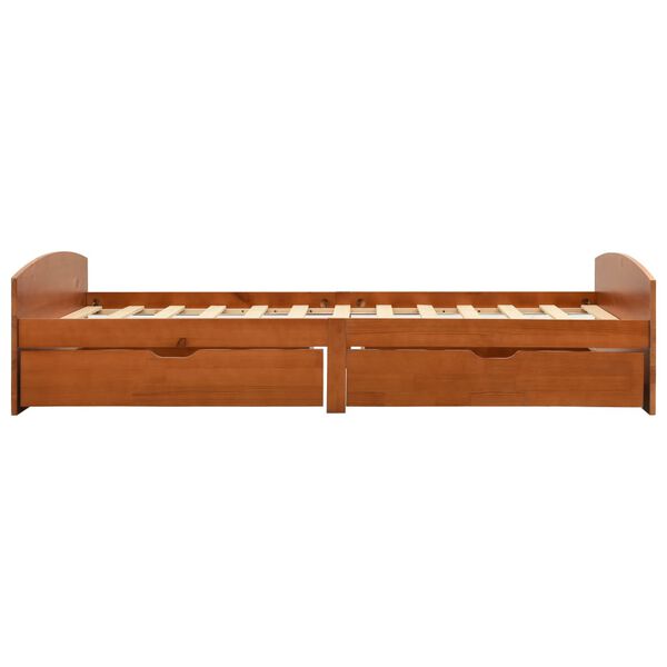 vidaXL gultas rāmis ar 2 atvilktnēm, brūns priedes koks, 90x200 cm