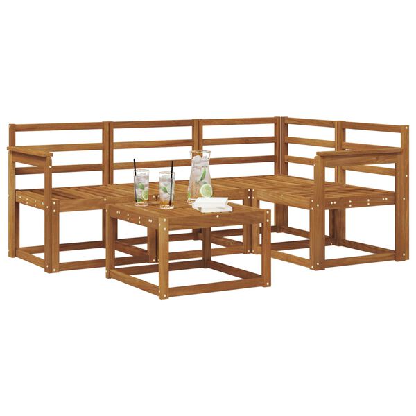 vidaXL Āra dīvānu komplekts 5 pcs Dabiska Cietā akācijas koks