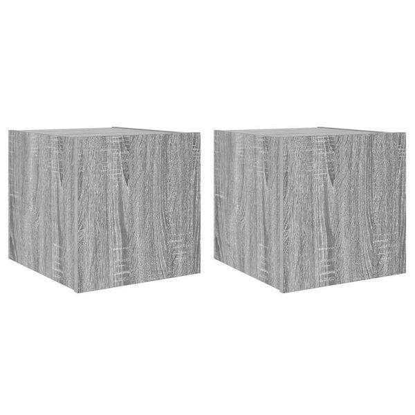 vidaXL TV plaukti ar LED lampiņām, 2 gab., 30,5x35x30 cm, pelēka ozola