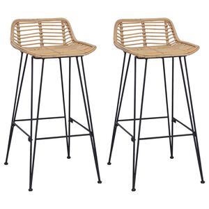 vidaXL Bāra krēsls 2 gab. Dabiska 44 x 45 x 76 cm Rattan un Tērauds