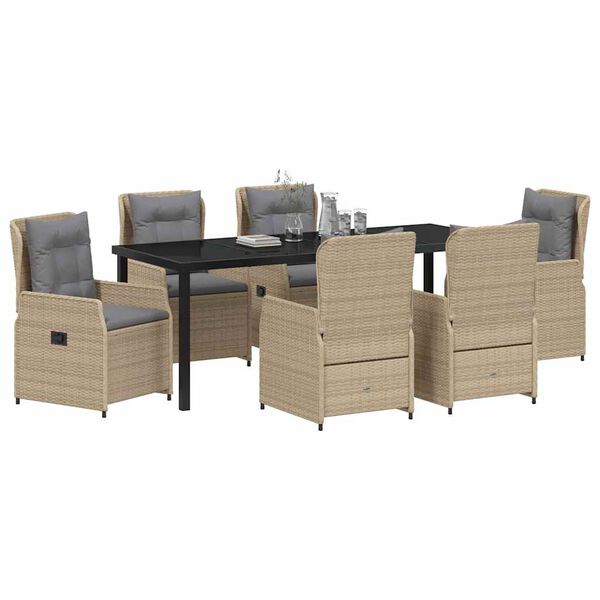 vidaXL Dārza ēdamgalds 7 pcs Bē&scaron;a un gai&scaron;i pelēka poliratāns