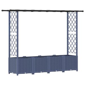 vidaXL Pacelta gulta ar treliem un jumtu Pelēka 203 x 40 x 136 cm PP