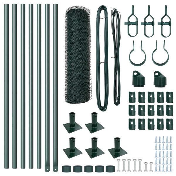 vidaXL Žoga āķis Zaļa 10 x 0,4 m (13 mm siets) Tērauds un PVC