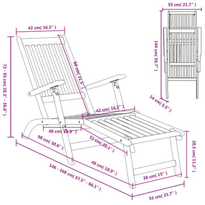 vidaXL terases krēsli ar kāju balstu, 2 gab., akācijas masīvkoks