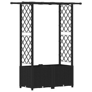 vidaXL Pacelta gulta ar treliem un jumtu Melns 124,5 x 40 x 136 cm PP