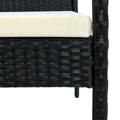 vidaXL dārza krēsls ar matraci, PE rotangpalma, melns