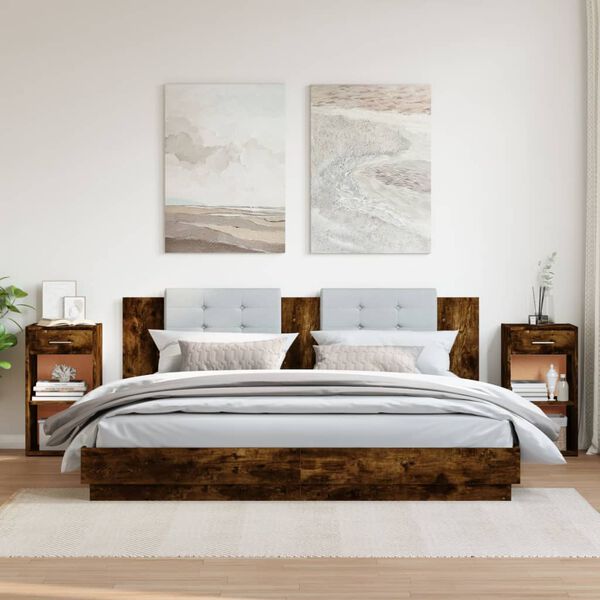 vidaXL naktsskapī&scaron;i, 2 gb., koka krāsa, 35x34x65 cm, inženierijas koks