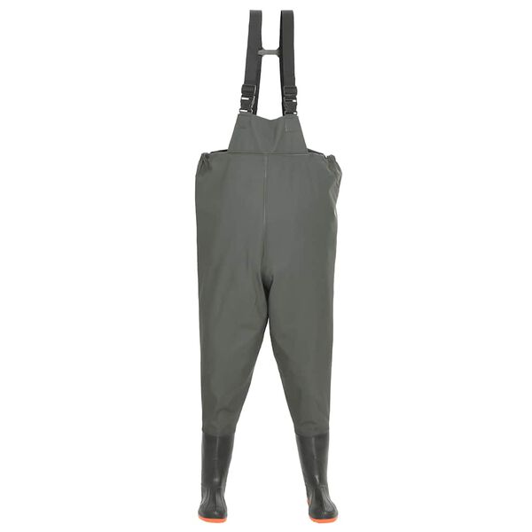 vidaXL makšķernieku bikses ar zābakiem, zaļas, 44. izmērs