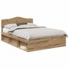 vidaXL Gultas rāmis Mākslīgā ozola 140 x 190 cm Ciets priedes koks