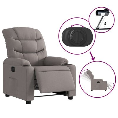 vidaXL elektrisks atpūtas krēsls, atgāžams, pelēkbrūns audums