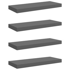 vidaXL sienas plaukti, 4 gab., spīdīgi pelēki, 60x23,5x3,8 cm, MDF