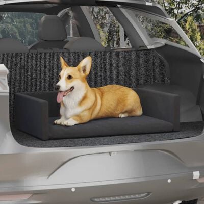 vidaXL suņu automašīnas bagāžnieks, melna, 70x45 cm, lina dizains