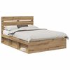 vidaXL Gultas rāmis Mākslīgā ozola 140 x 200 cm Ciets priedes koks
