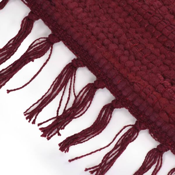 vidaXL Chindi paklājs, 80x160 cm, pīts ar rokām, kokvilna, vīnsarkans