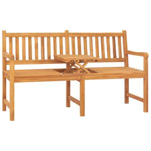 vidaXL trīsvietīgs dārza sols ar galdiņu, 150 cm, masīvs tīkkoks