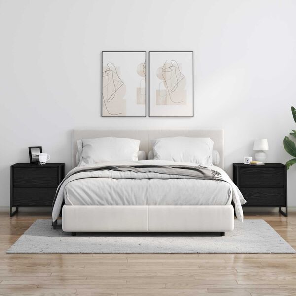 vidaXL Naktsgaldiņ&scaron; 2 pcs Melns ozolkoks 50 x 39.5 x 50 cm