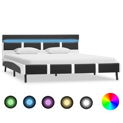 vidaXL gultas rāmis ar LED, pelēka mākslīgā āda, 120x200 cm