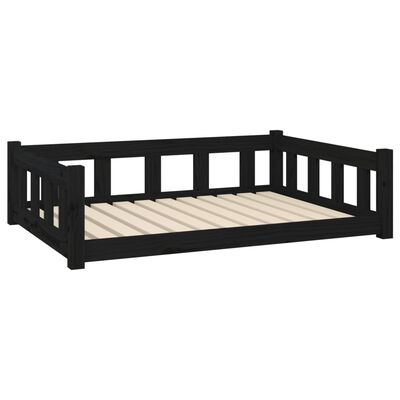 vidaXL suņu gulta, melna, 105,5x75,5x28 cm, priedes masīvkoks