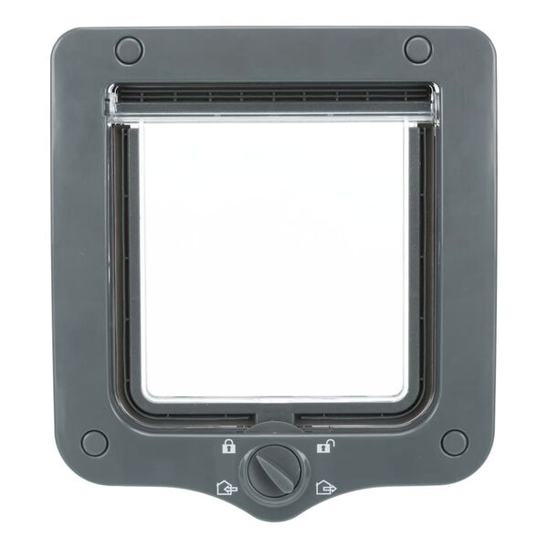 TRIXIE 4-režīmu durvis kaķiem, ar 2 tuneļiem, pelēkas