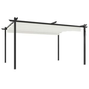 vidaXL dārza nojume ar izvelkamu jumtu, 4x3 m, krēmkrāsas