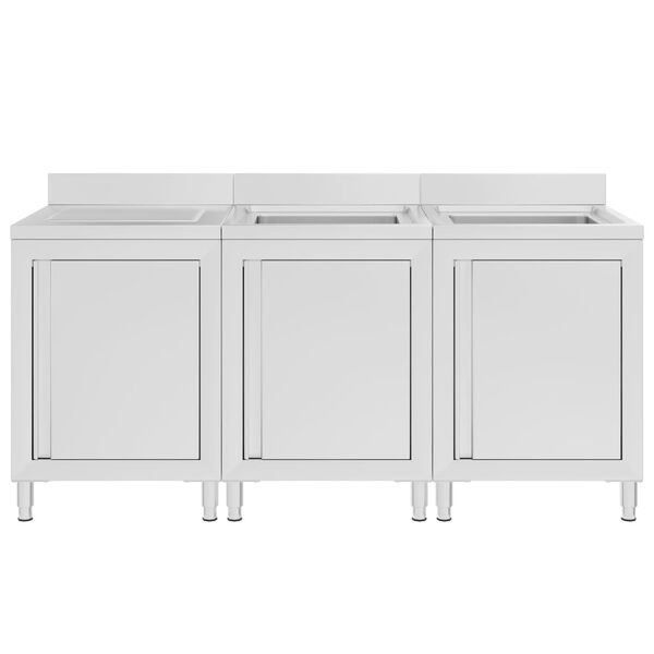 vidaXL virtuves izlietnes skapī&scaron;i, 180x60x96 cm, nerūsējo&scaron;s tērauds