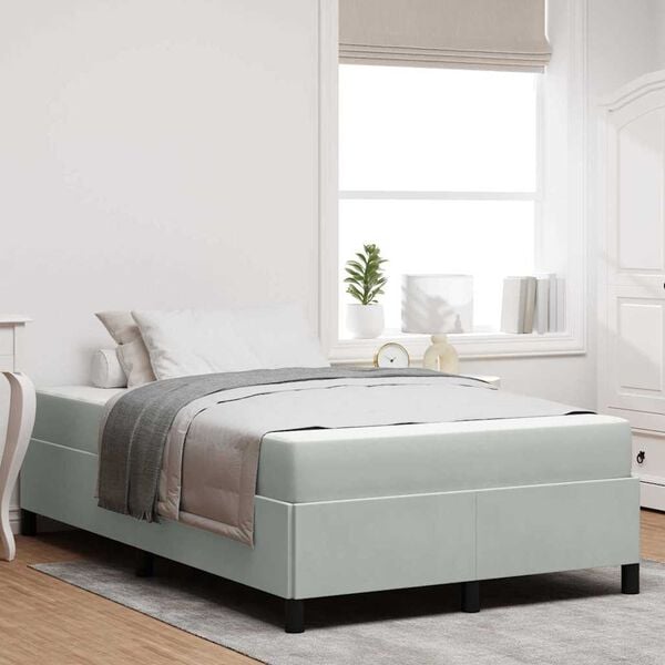 vidaXL Gultas rāmis ar matraci Gai&scaron;i pelēks 120 x 190 cm audums