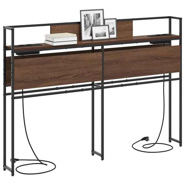 vidaXL Uzglabā&scaron;anas galvas balsts ar plauktu brūna ozolkoka 140 cm