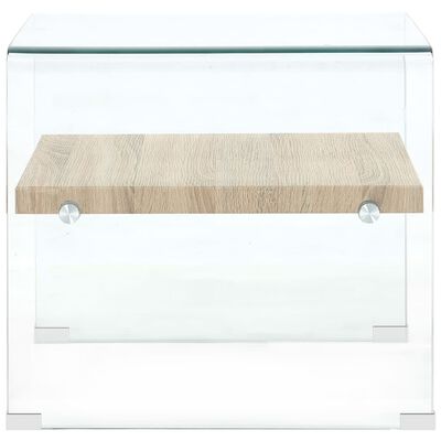 vidaXL kafijas galdiņš, 50x50x45 cm, caurspīdīgs, rūdīts stikls