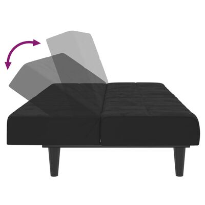 vidaXL 2-vietīga dīvāngulta, melns samts