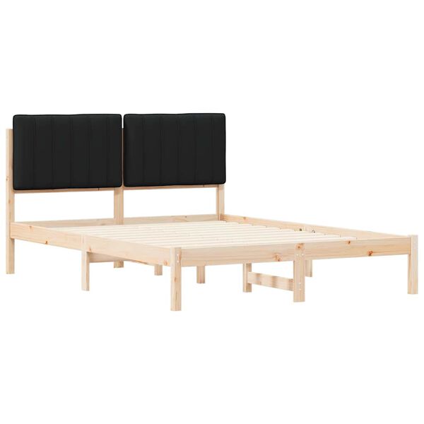 vidaXL Gultas rāmis ar polsterētu galvas balstu Melna 135 x 190 cm
