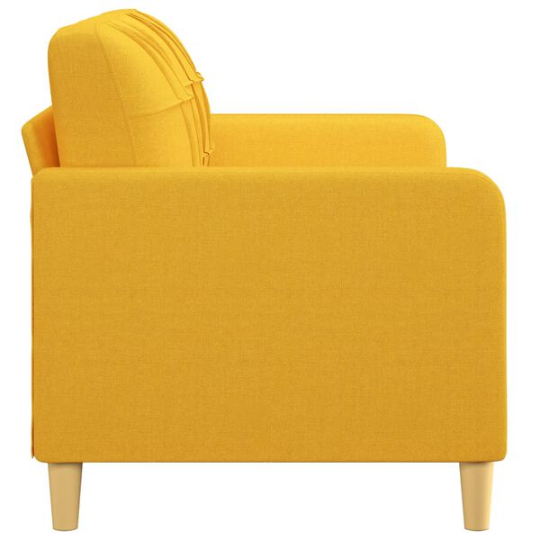 vidaXL divvietīgs dīvāns, gai&scaron;i dzeltens audums, 140 cm