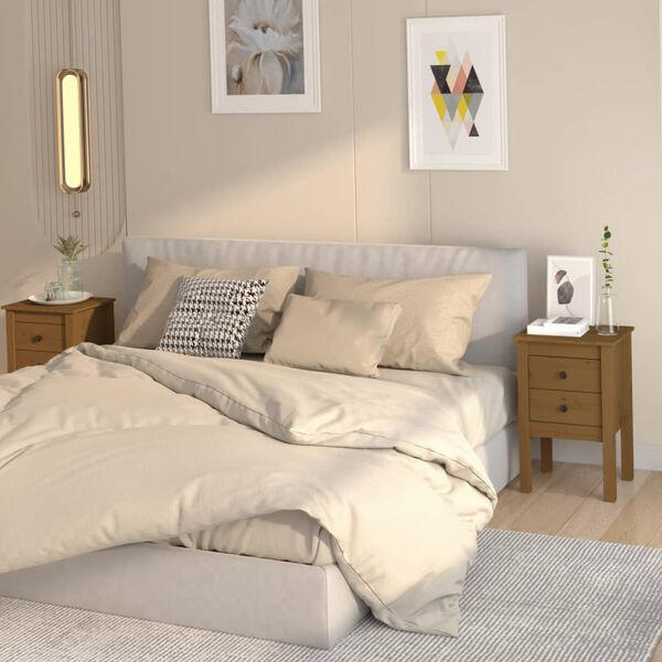 vidaXL naktsskapīši, 2 gab., brūni, 40x35x61,5cm cm, priedes masīvkoks