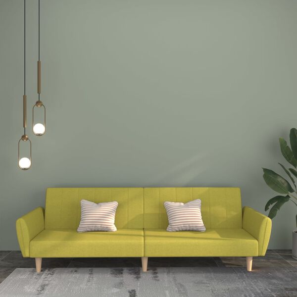 vidaXL 2-vietīga dīvāngulta, zaļ&scaron; audums