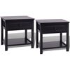 vidaXL koka naktsskapītis, 2 gab., melns
