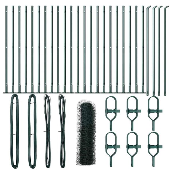 vidaXL Žoga āķis Zaļa 50 x 1 m (36 mm acs) Tērauds un PVC