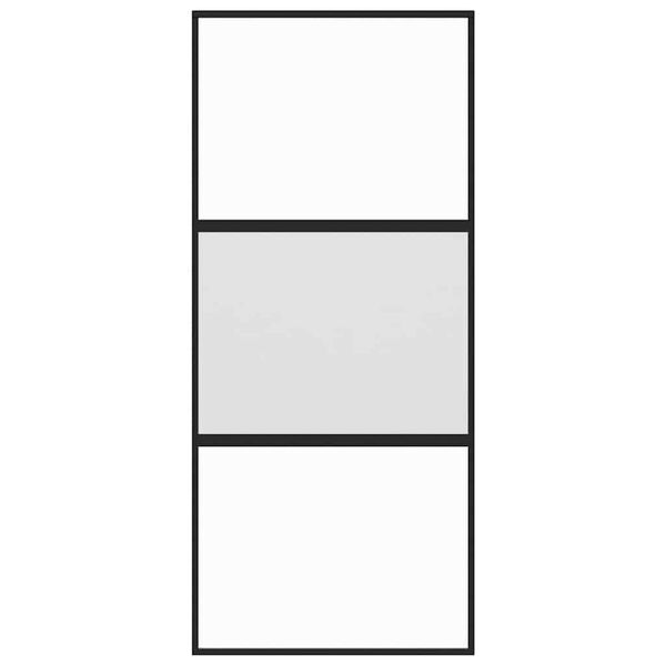vidaXL bīdāmās durvis, melnas, 90x205 cm, rūdīts stikls un alumīnijs