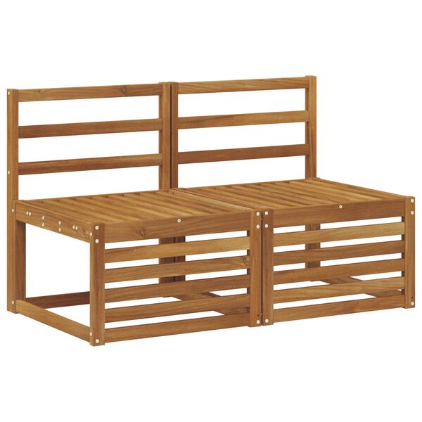 vidaXL 2 Gabals Āra vidējā dīvāns Cietā akācijas koks Dabiska