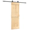 vidaXL Slīdo&scaron;ās durvis Dabiska un melna 70 x 210 cm Cieta priedes koks
