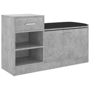 vidaXL apavu plaukts, betona pelēks, 94,5x31x57 cm, inženierijas koks
