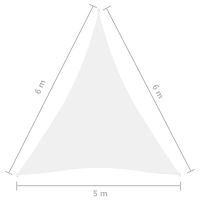 vidaXL saulessargs, 5x6x6 m, trijstūra forma, balts oksforda audums