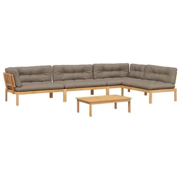 vidaXL 5-daļīgs dārza pale&scaron;u mēbeļu komplekts ar matračiem, akācija