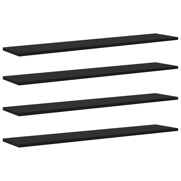 vidaXL Grāmatplaukta Paneļa 4 pcs Melns 100 x 20 x 1,5 cm