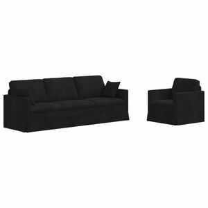 vidaXL Dīvānu komplekts 2 pcs Melna 228 x 78 x 80 cm Samts