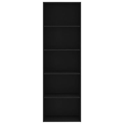 vidaXL 5-līmeņu grāmatu plaukts, melns, 60x30x189 cm, skaidu plāksne