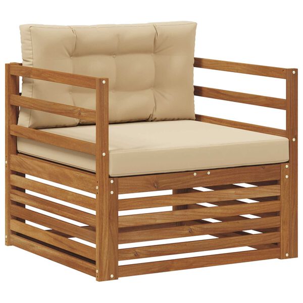 vidaXL Āra dīvānu komplekts Cieta akācijas koks un poliesters Dabiska