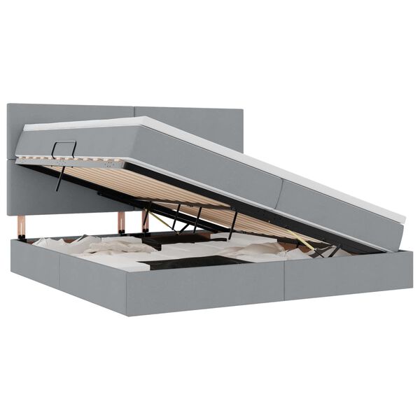 vidaXL Gulta ar uzglabā&scaron;anas vietu un matraci 200 x 200 cm Poliesters